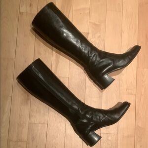 Prada classic  Black Leather Knee-High Boots